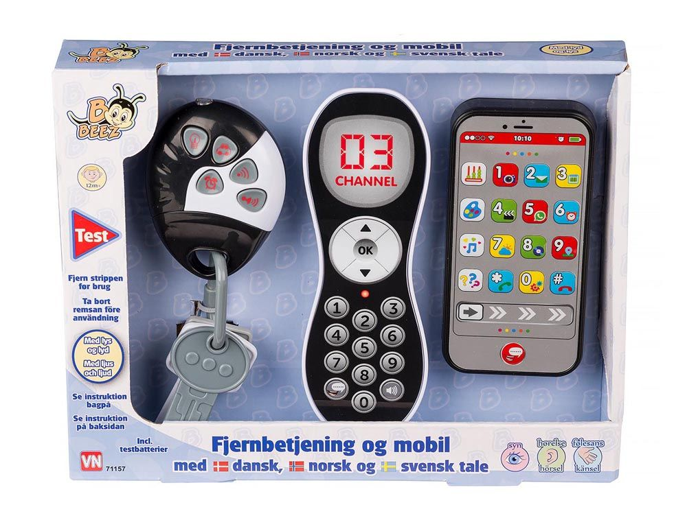Fjernbetjening, mobiltelefon og nøgle