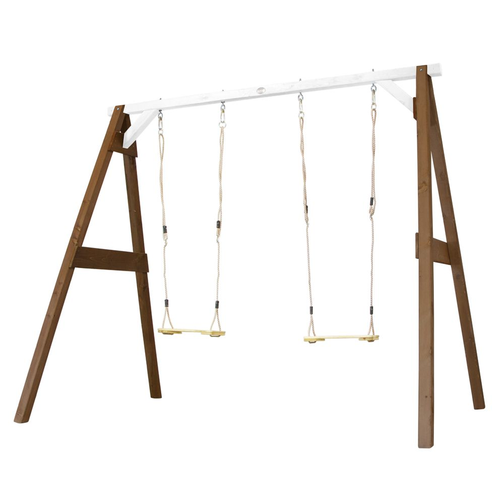 Gyngestativ m 2 gynger grun/hvid