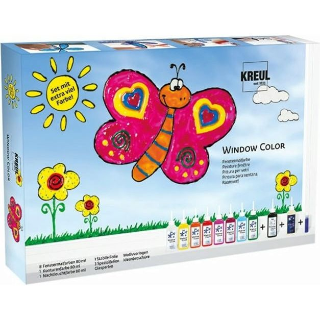 Stort sæt med vinduesmaling