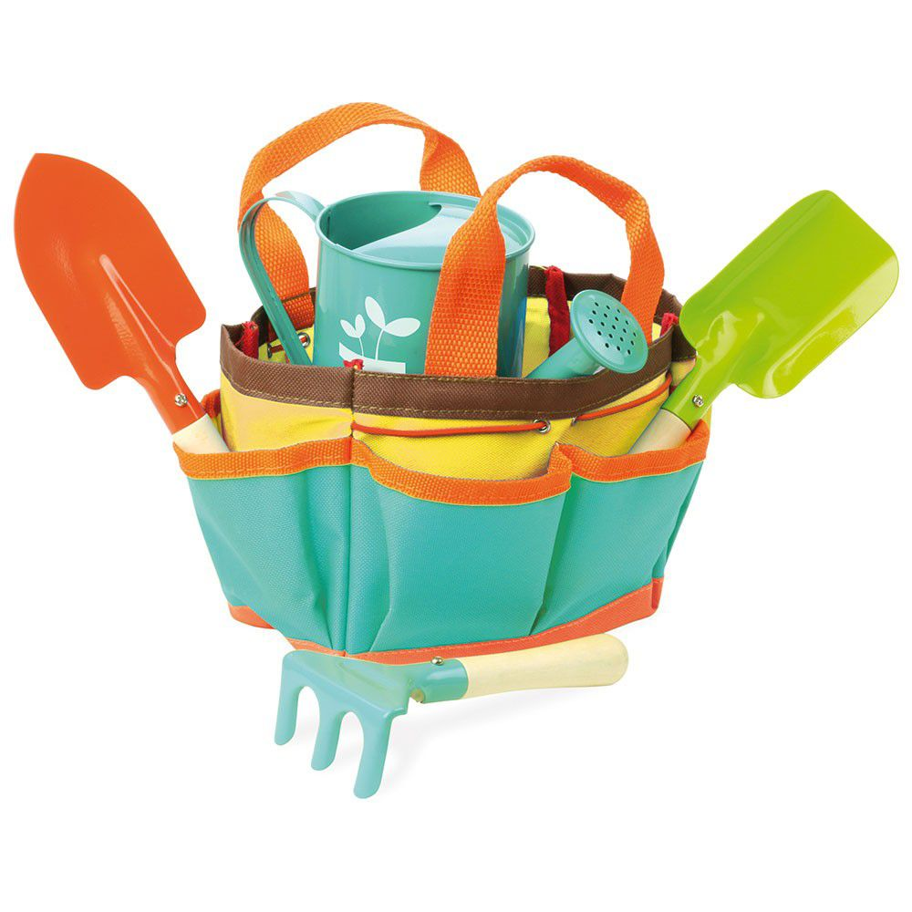 Taske med vandkande og haveredskaber