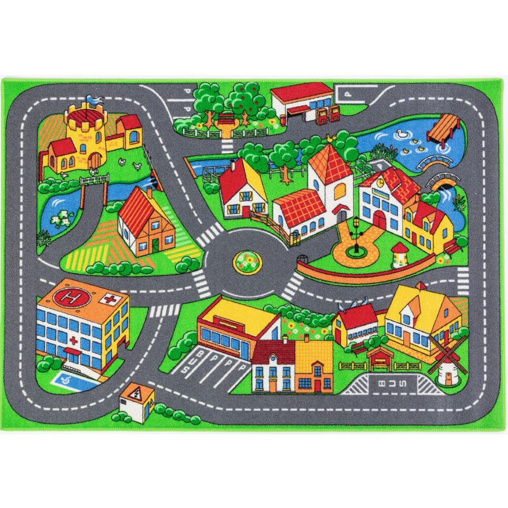Gulvtæppe, Legetæppe Trafik-By 95×133 cm