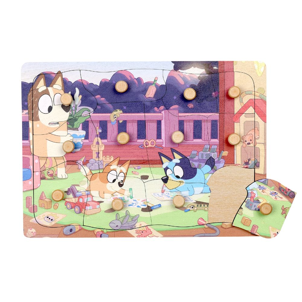 Bluey puslespil med 12 knopper