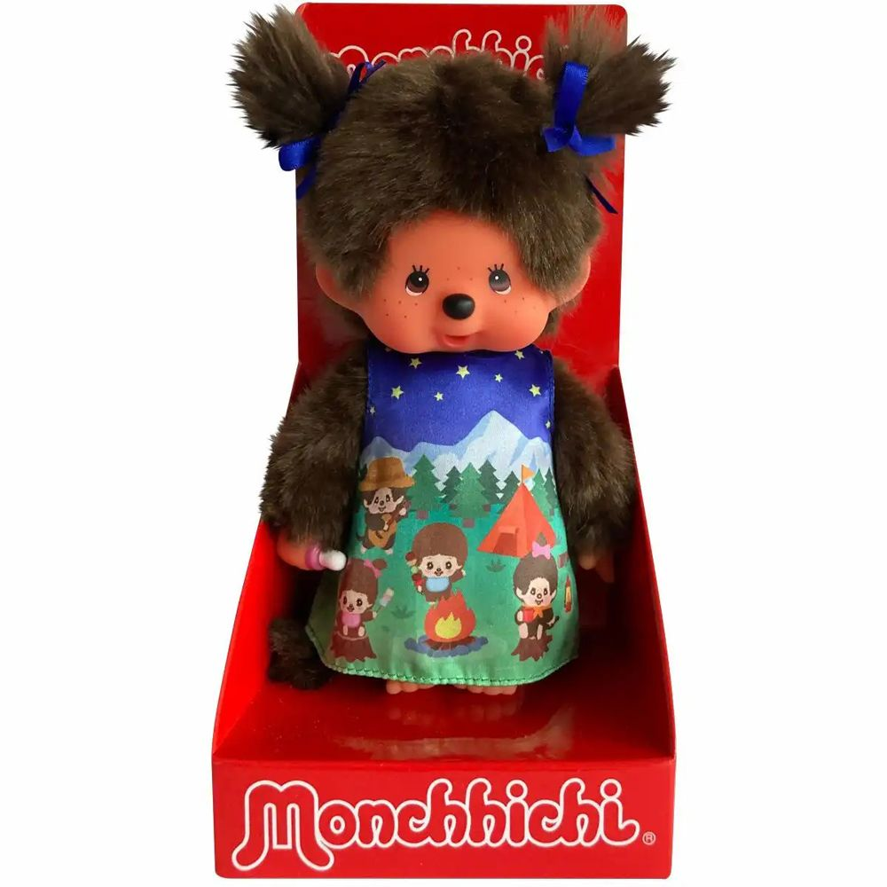 Monchhichi Pige i lejrbålskjole, 20 cm